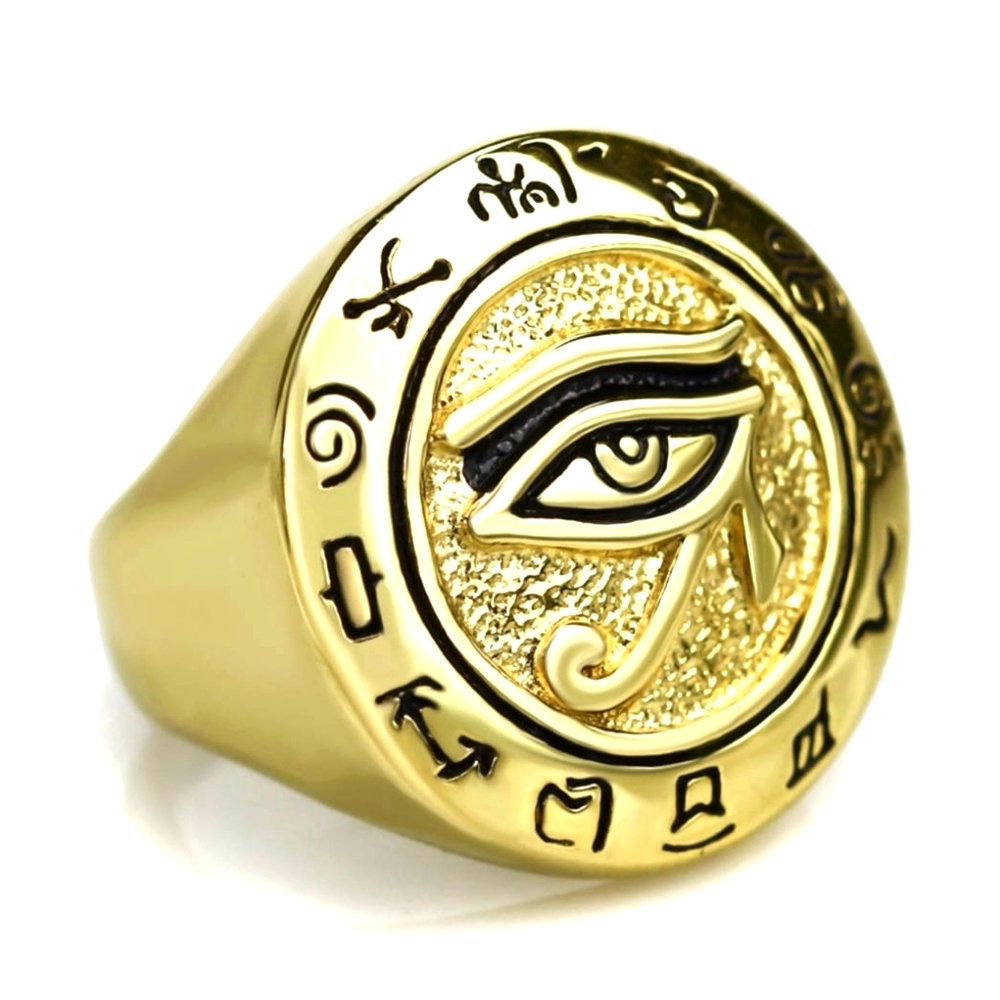 Eye Of Horus Ring,Gold Egyptian Spirirual Jewelry - Picture 1 of 2
